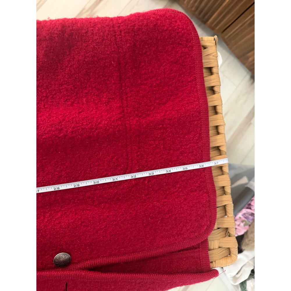 Appleseeds Red Boiled Wool Coat Womens Large Ornate Silver Button Stand Collar - Picture 7 of 9